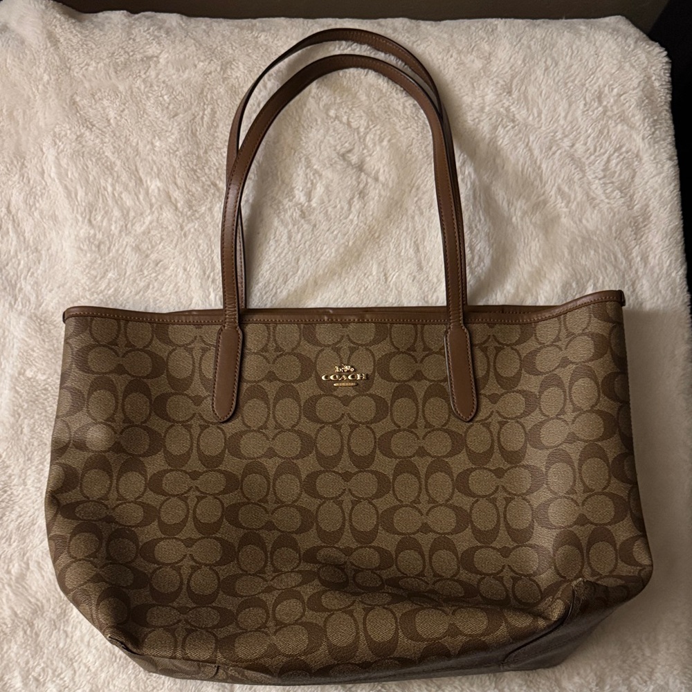 Coach Tan and Brown Signature Tote